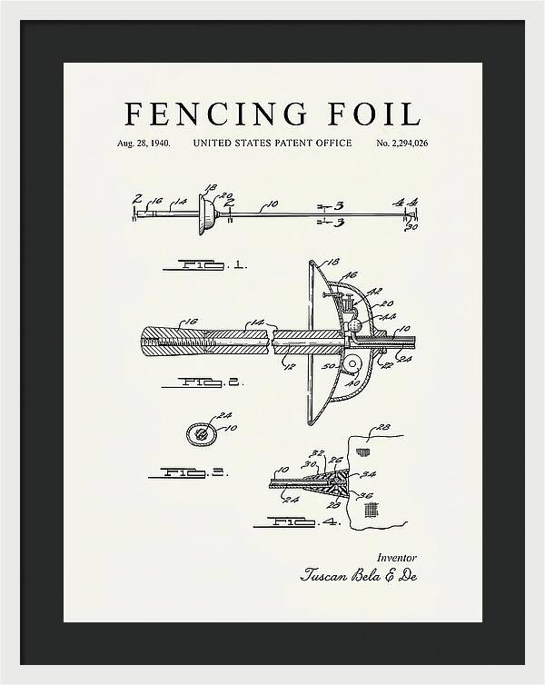 Fencing Foil Minimalist Patent Us2294026a