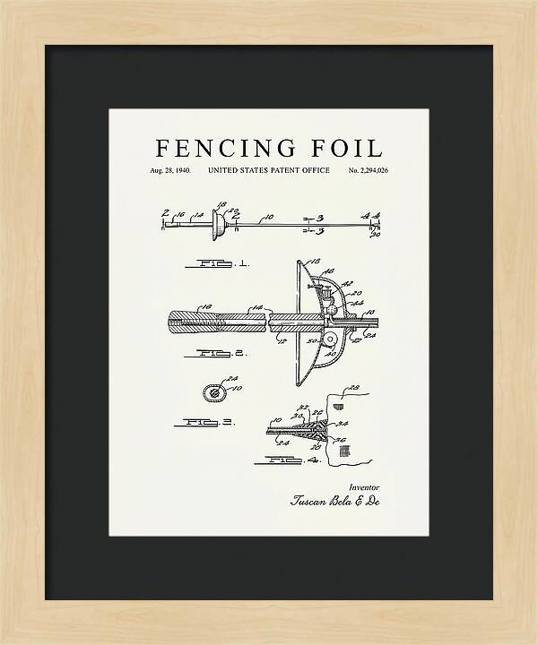 Fencing Foil Minimalist Patent Us2294026a