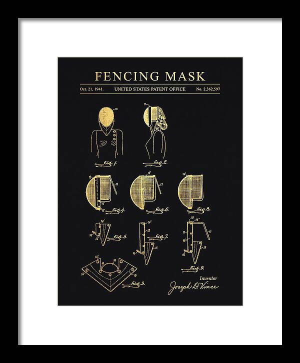 Fencing Mask Gold Patent Us2362597a