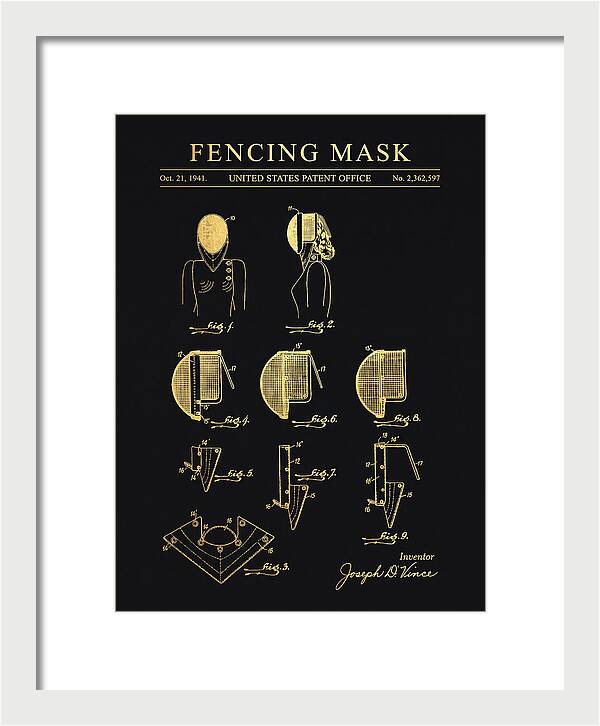 Fencing Mask Gold Patent Us2362597a