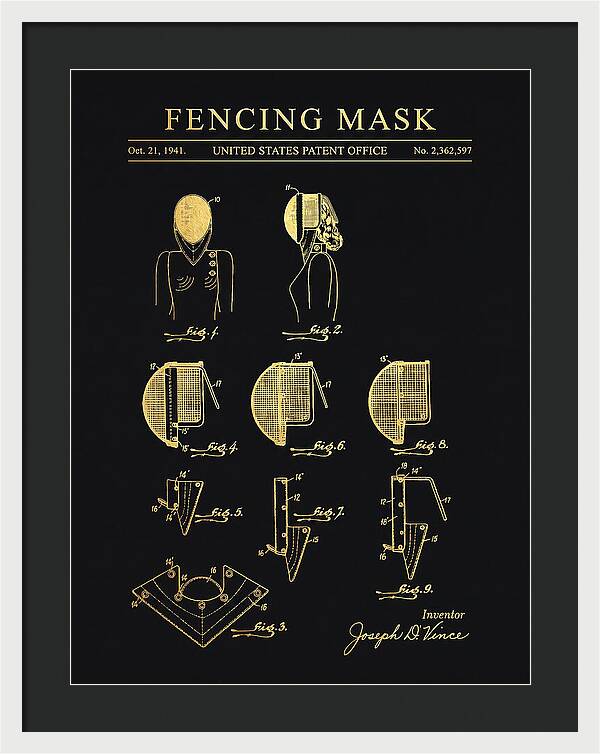 Fencing Mask Gold Patent Us2362597a