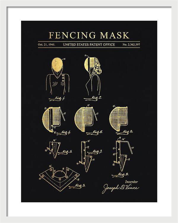 Fencing Mask Gold Patent Us2362597a
