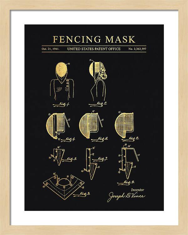 Fencing Mask Gold Patent Us2362597a