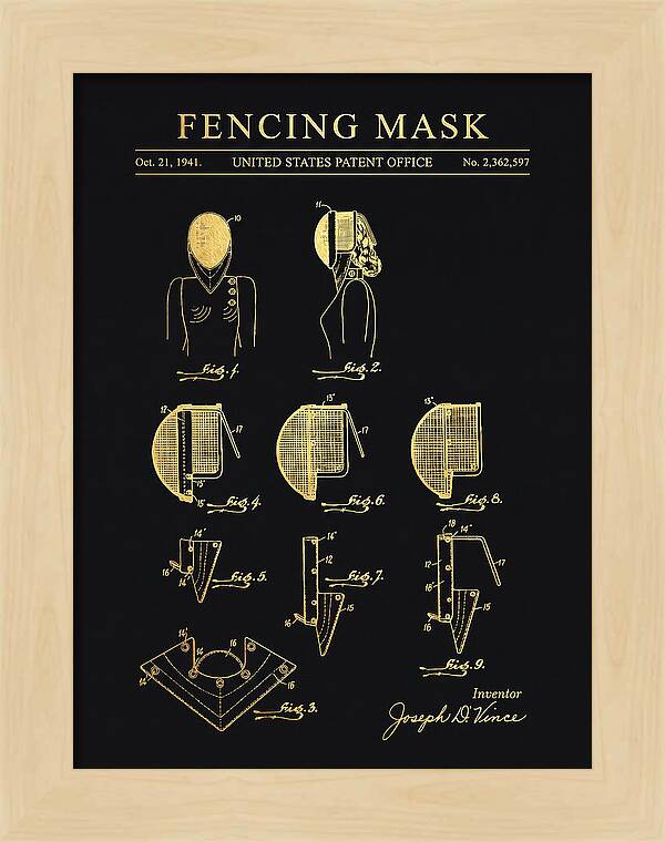 Fencing Mask Gold Patent Us2362597a