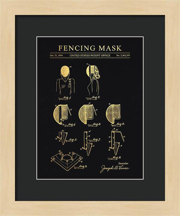 Fencing Mask Gold Patent Us2362597a