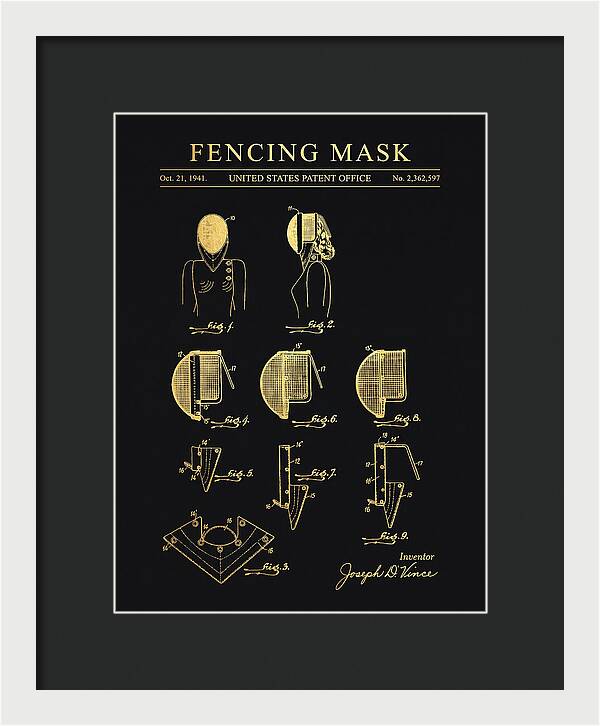 Fencing Mask Gold Patent Us2362597a