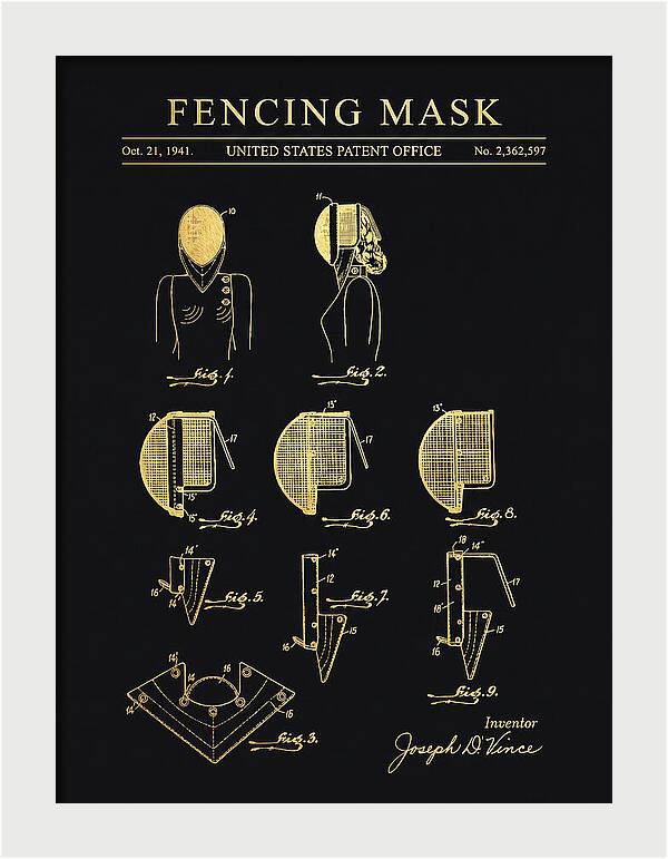 Fencing Mask Gold Patent Us2362597a