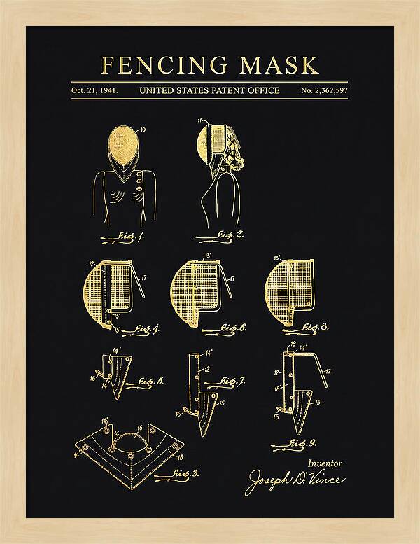 Fencing Mask Gold Patent Us2362597a