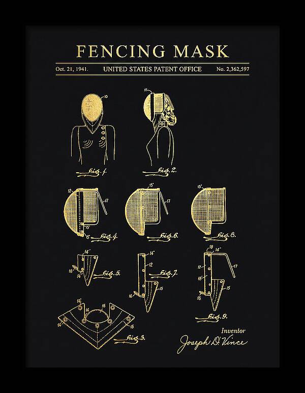 Fencing Mask Gold Patent Us2362597a