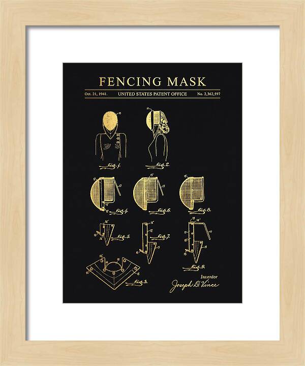 Fencing Mask Gold Patent Us2362597a
