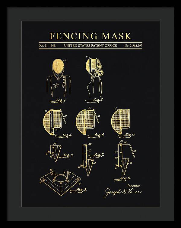 Fencing Mask Gold Patent Us2362597a