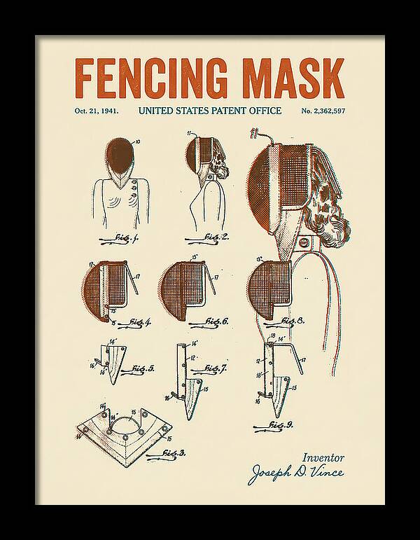 Fencing Mask Retro Patent Us2362597a