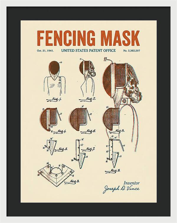 Fencing Mask Retro Patent Us2362597a