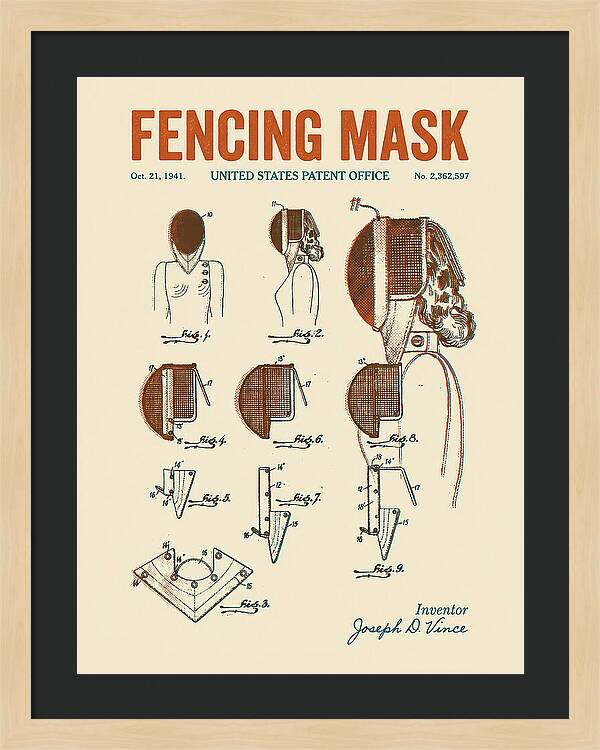 Fencing Mask Retro Patent Us2362597a