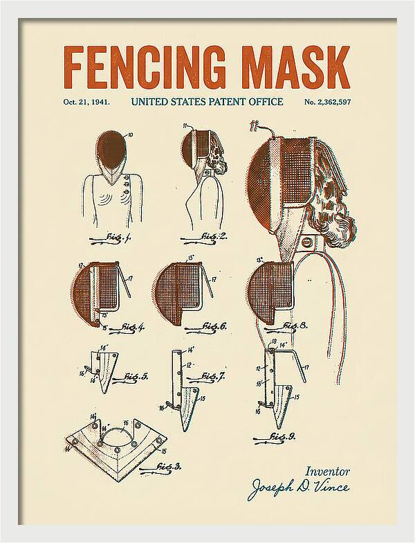 Fencing Mask Retro Patent Us2362597a