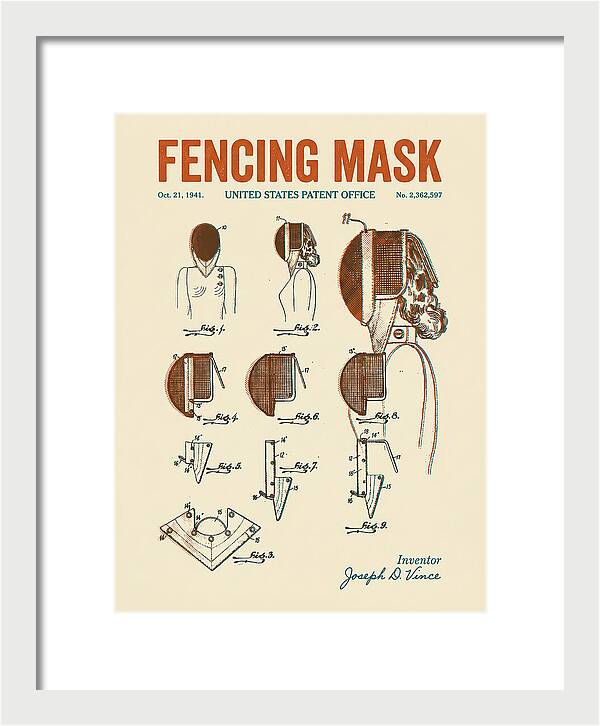 Fencing Mask Retro Patent Us2362597a