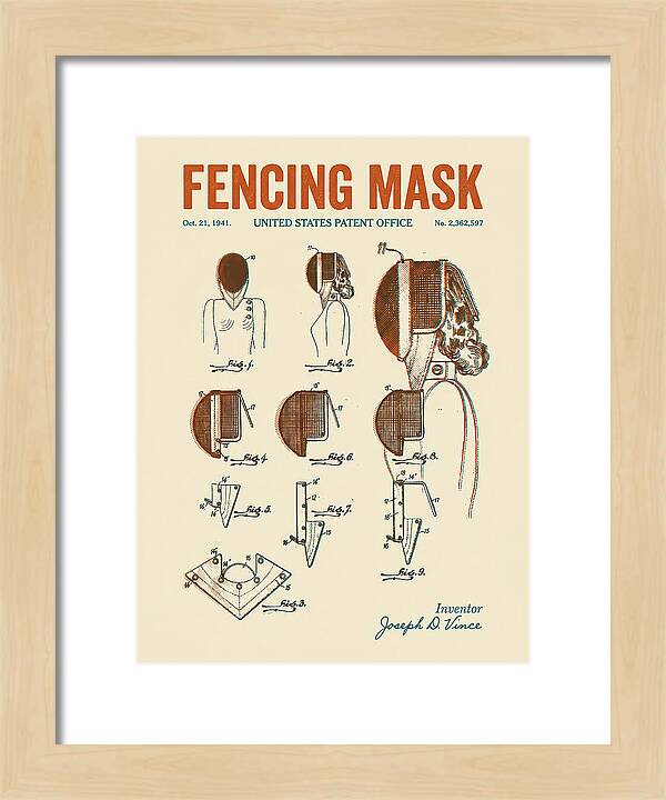 Fencing Mask Retro Patent Us2362597a
