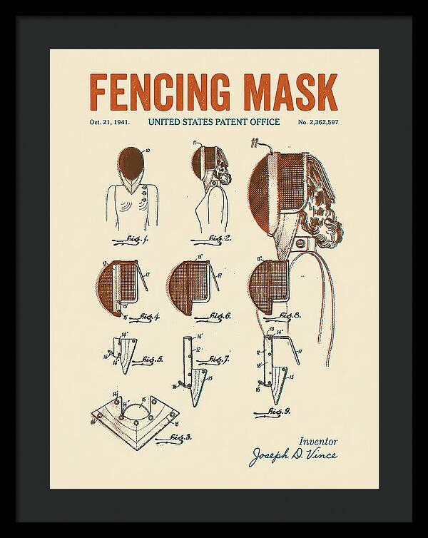 Fencing Mask Retro Patent Us2362597a