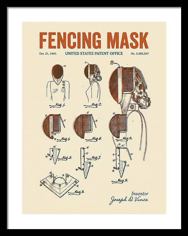 Fencing Mask Retro Patent Us2362597a