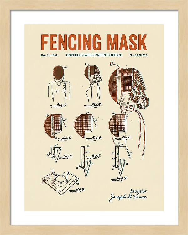 Fencing Mask Retro Patent Us2362597a
