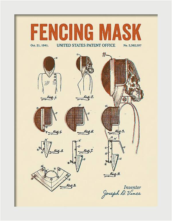 Fencing Mask Retro Patent Us2362597a