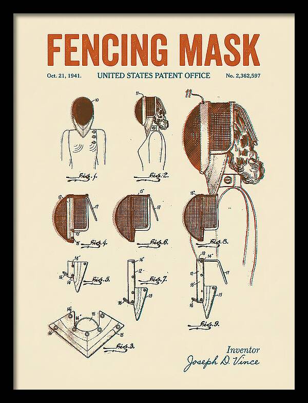 Fencing Mask Retro Patent Us2362597a
