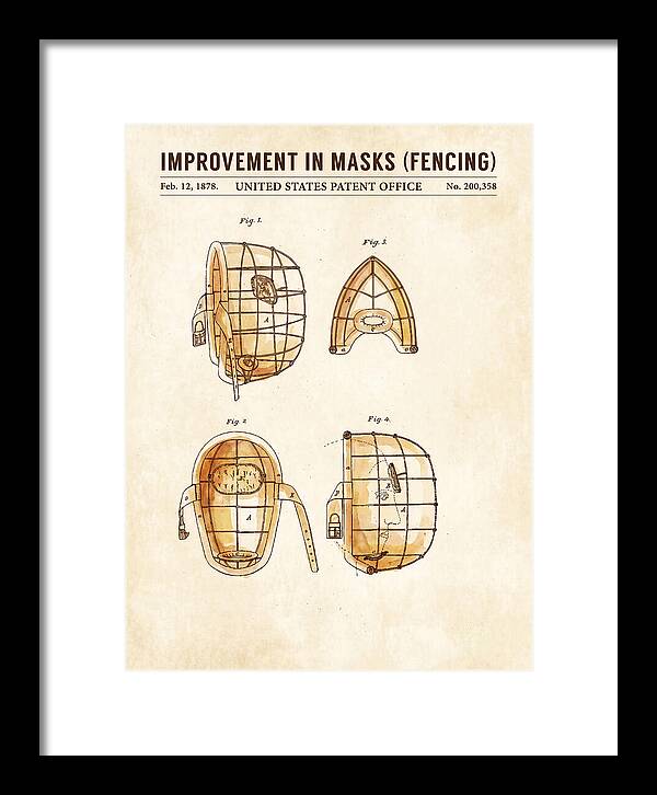 Fencing Mask Watercolor Patent Us200358a