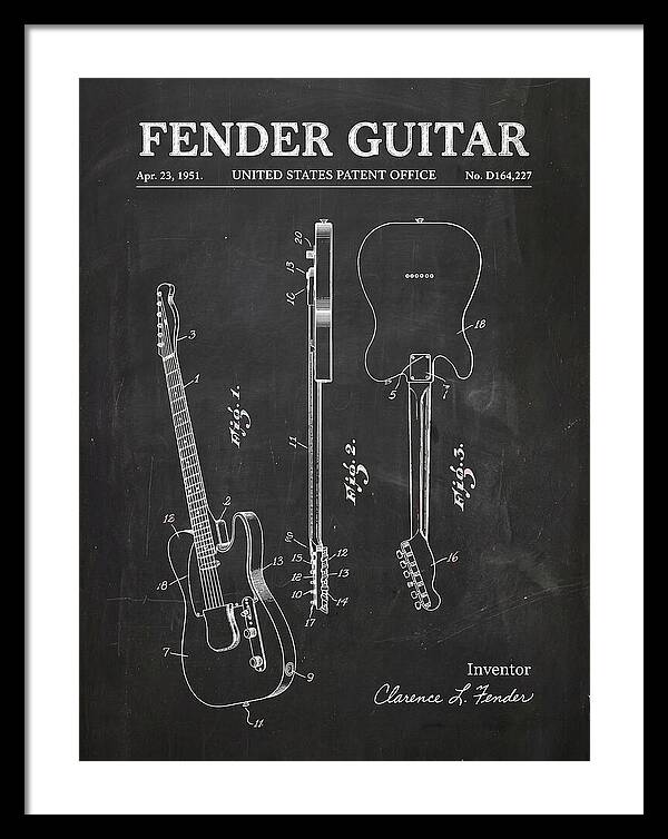 Fender Guitar Telecaster Chalkboard Patent Usd164227s