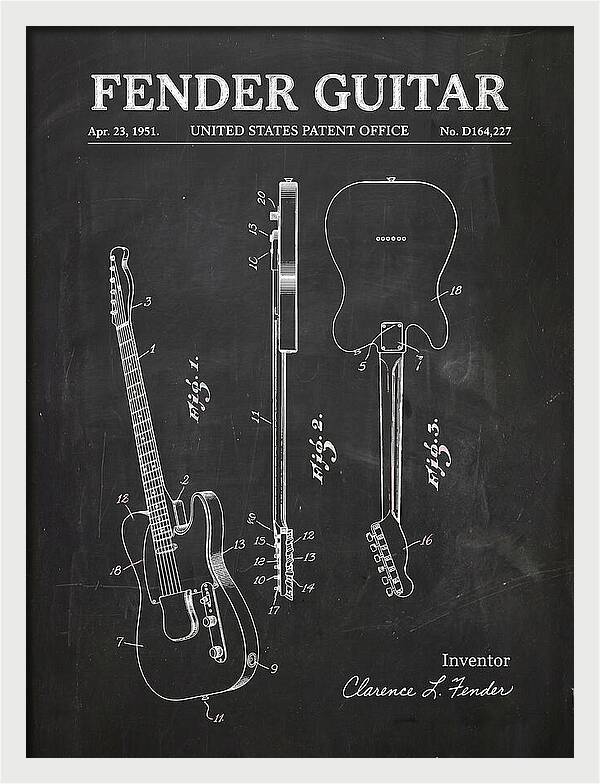 Fender Guitar Telecaster Chalkboard Patent Usd164227s