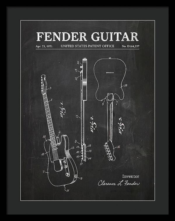 Fender Guitar Telecaster Chalkboard Patent Usd164227s