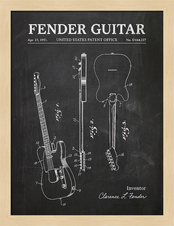 Fender Guitar Telecaster Chalkboard Patent Usd164227s