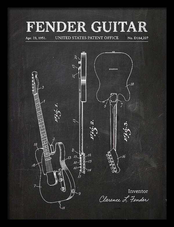 Fender Guitar Telecaster Chalkboard Patent Usd164227s