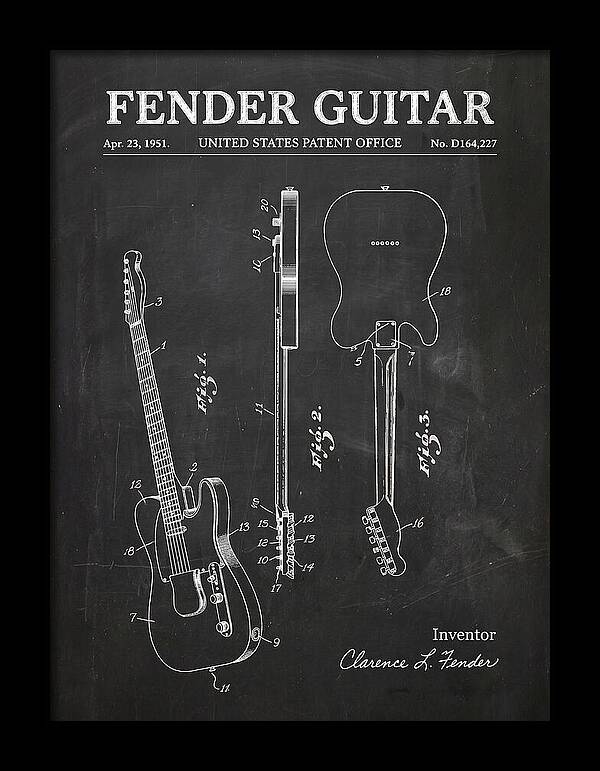 Fender Guitar Telecaster Chalkboard Patent Usd164227s