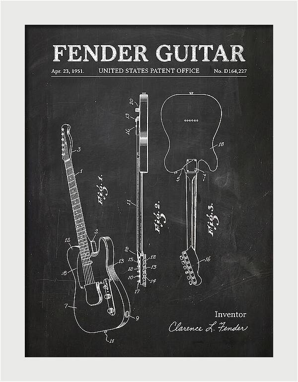 Fender Guitar Telecaster Chalkboard Patent Usd164227s