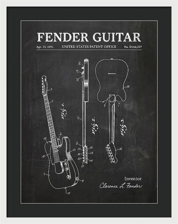 Fender Guitar Telecaster Chalkboard Patent Usd164227s