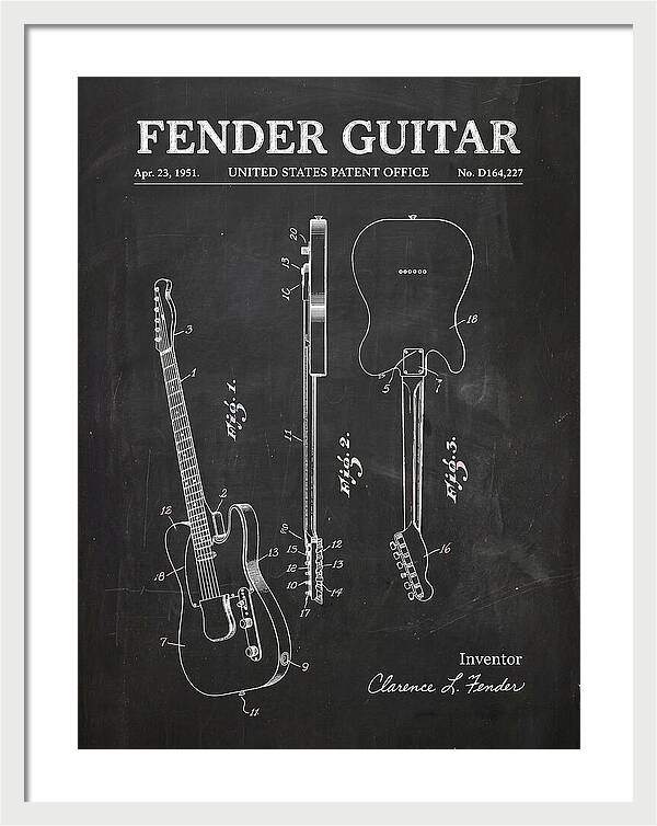 Fender Guitar Telecaster Chalkboard Patent Usd164227s