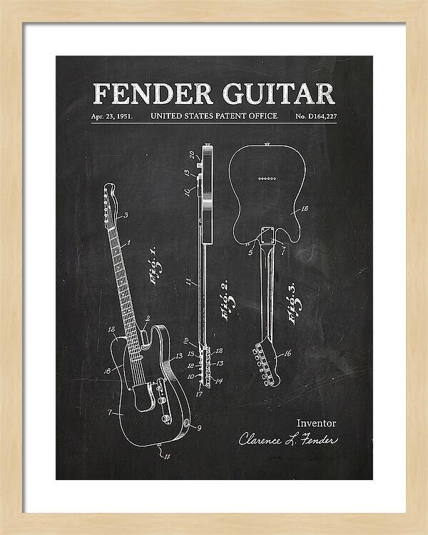 Fender Guitar Telecaster Chalkboard Patent Usd164227s