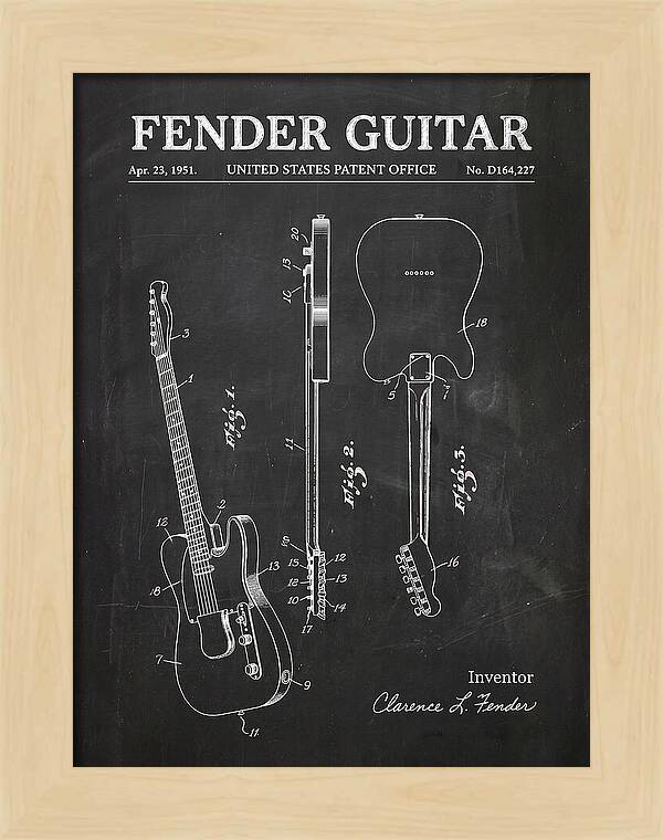 Fender Guitar Telecaster Chalkboard Patent Usd164227s