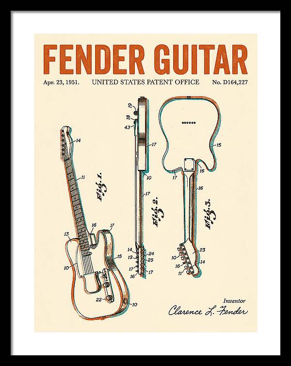 Fender Guitar Telecaster Retro Patent Usd164227s
