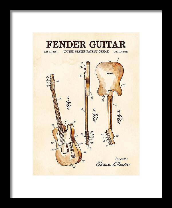 Fender Guitar Telecaster Watercolor Patent Usd164227s