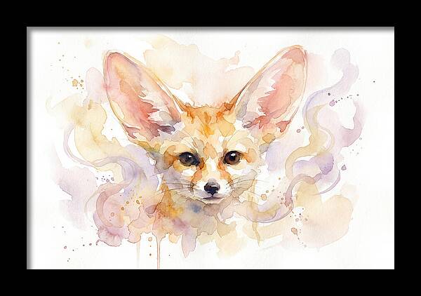 Fennec Fox Watercolor Portrait