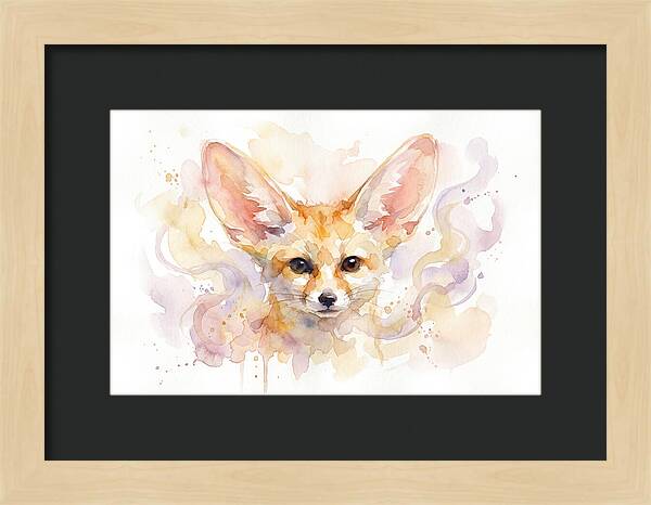 Fennec Fox Watercolor Portrait