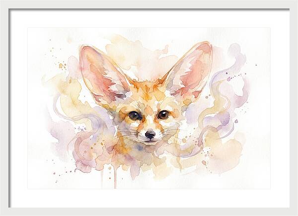 Fennec Fox Watercolor Portrait