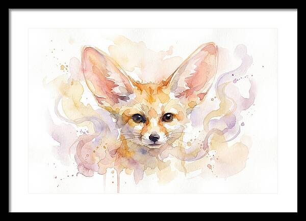 Fennec Fox Watercolor Portrait