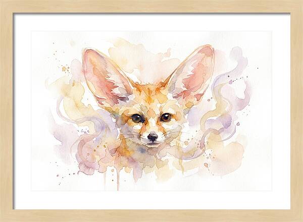Fennec Fox Watercolor Portrait