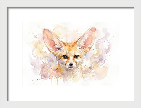 Fennec Fox Watercolor Portrait