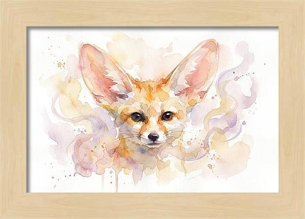 Fennec Fox Watercolor Portrait
