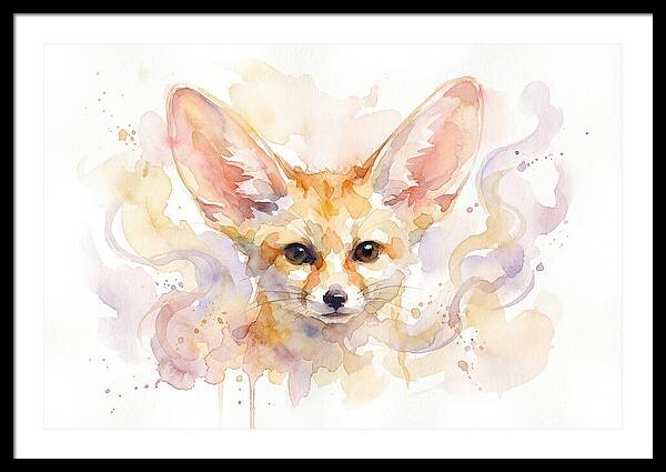 Fennec Fox Watercolor Portrait