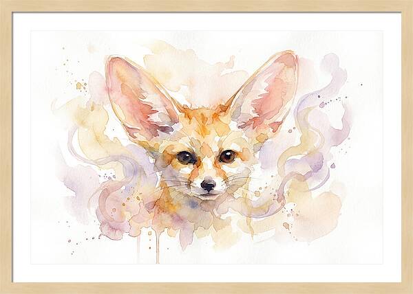 Fennec Fox Watercolor Portrait