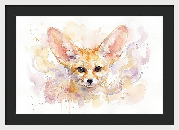 Fennec Fox Watercolor Portrait